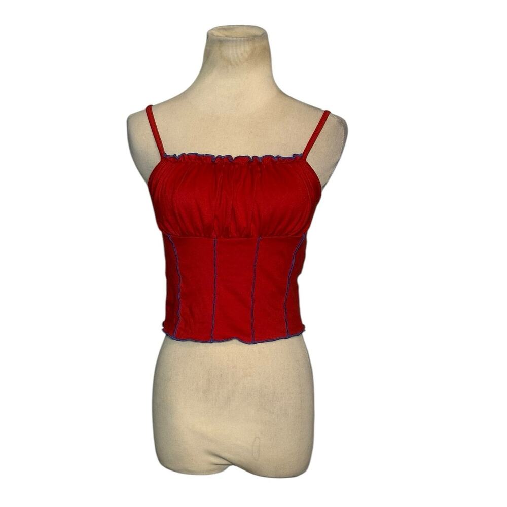 Love J red blue trim tank top cami size Medium